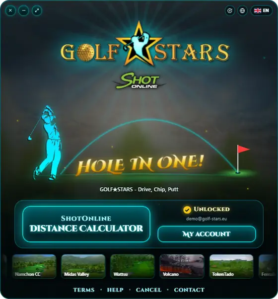 Start window of the ShotOnline distance calculator Windows app
